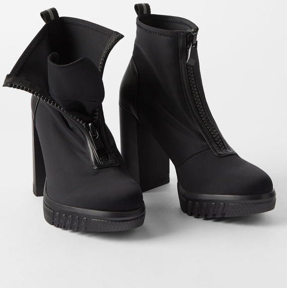 Zara High Heel Track Sole Ankle Boots 